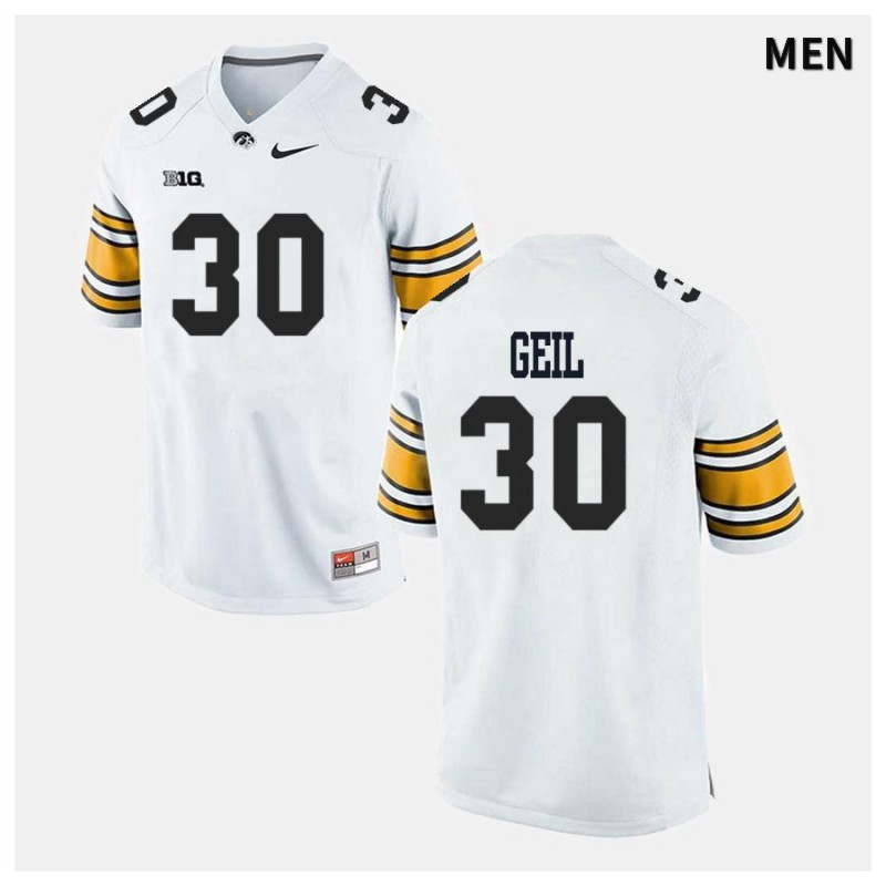 Men's Iowa Hawkeyes NCAA #30 Henry Geil White Authentic Nike Alumni Stitched College Football Jersey DH34O87QC